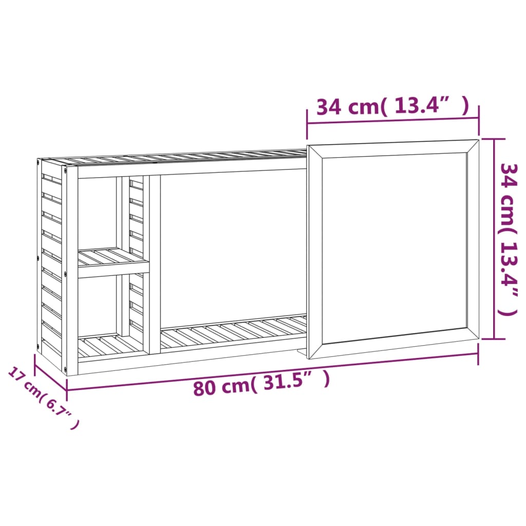 Armario Con Espejo Madera Maciza Nogal 80X17X34 Cm