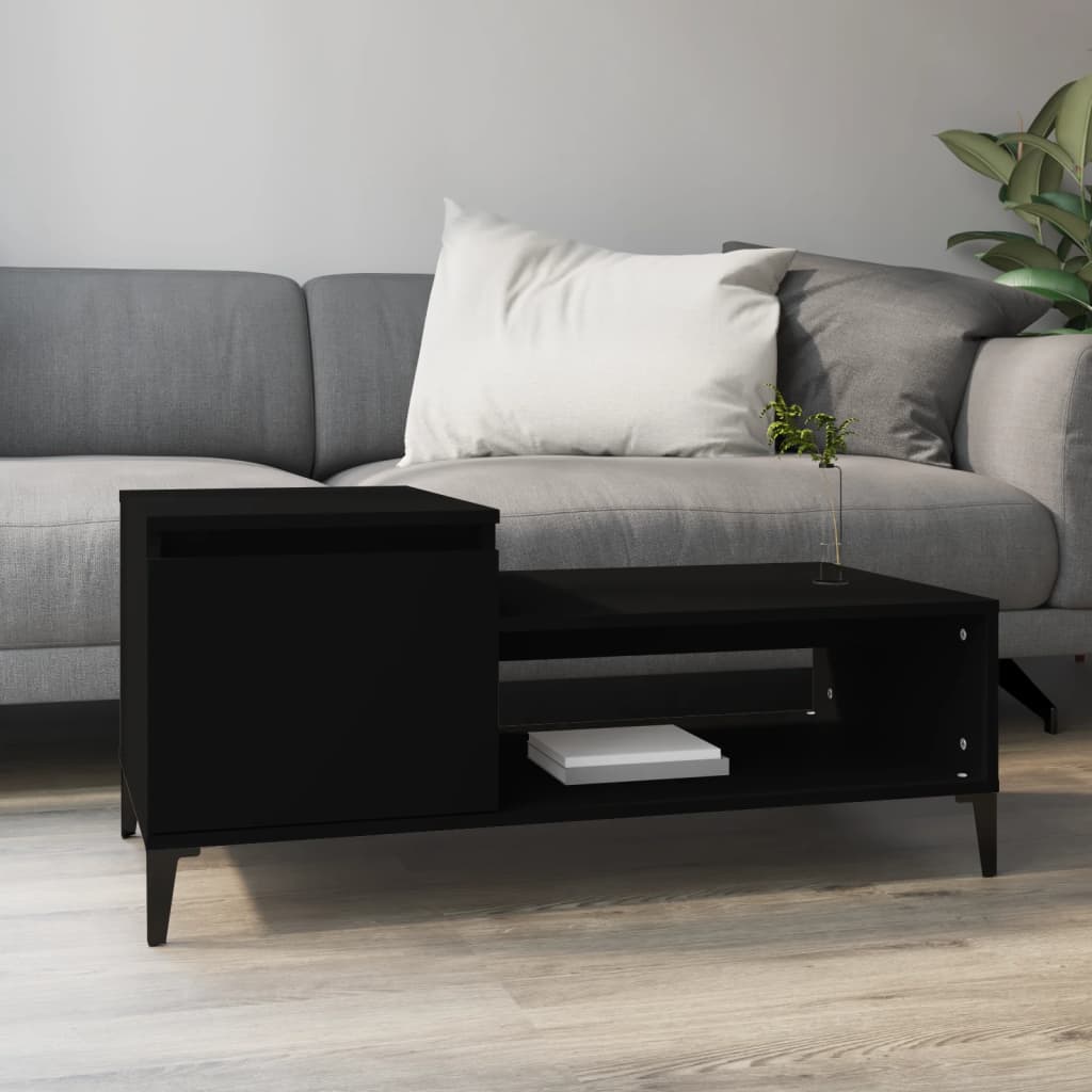 Mesa De Centro Madera Contrachapada Blanco Brillo 100X50X45 Cm