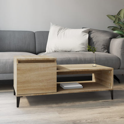 Mesa De Centro Madera Contrachapada Blanco Brillo 100X50X45 Cm