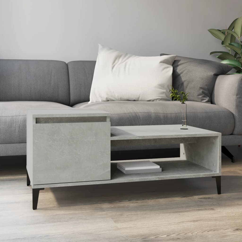 Mesa De Centro Madera Contrachapada Blanco Brillo 100X50X45 Cm