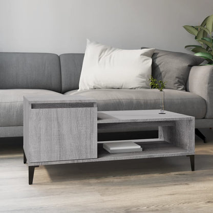 Mesa De Centro Madera Contrachapada Blanco Brillo 100X50X45 Cm
