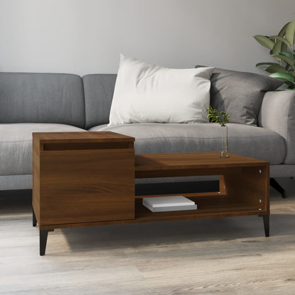 Mesa De Centro Madera Contrachapada Blanco Brillo 100X50X45 Cm