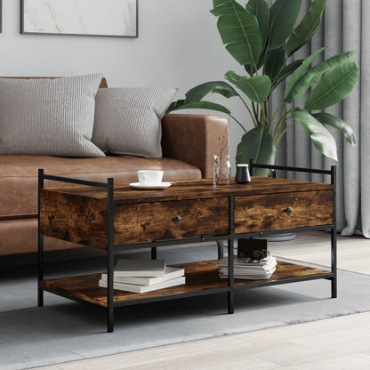Mesa De Centro Madera De Ingeniería Roble Marrón 99X50X50 Cm
