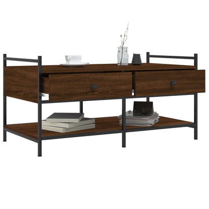 Mesa De Centro Madera De Ingeniería Roble Marrón 99X50X50 Cm