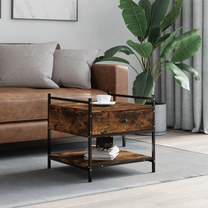 Mesa De Centro Madera De Ingeniería Roble Marrón 99X50X50 Cm