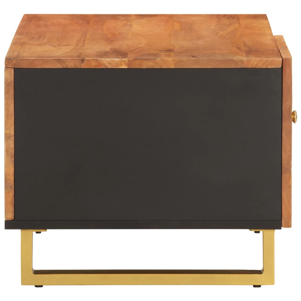 Mesa De Centro Madera Maciza De Mango Negro Marrón 80X50X40 Cm