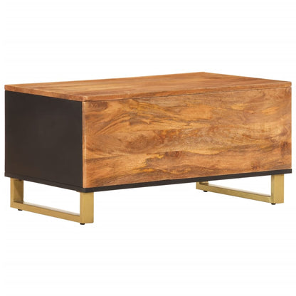 Mesa De Centro Madera Maciza De Mango Negro Marrón 80X50X40 Cm