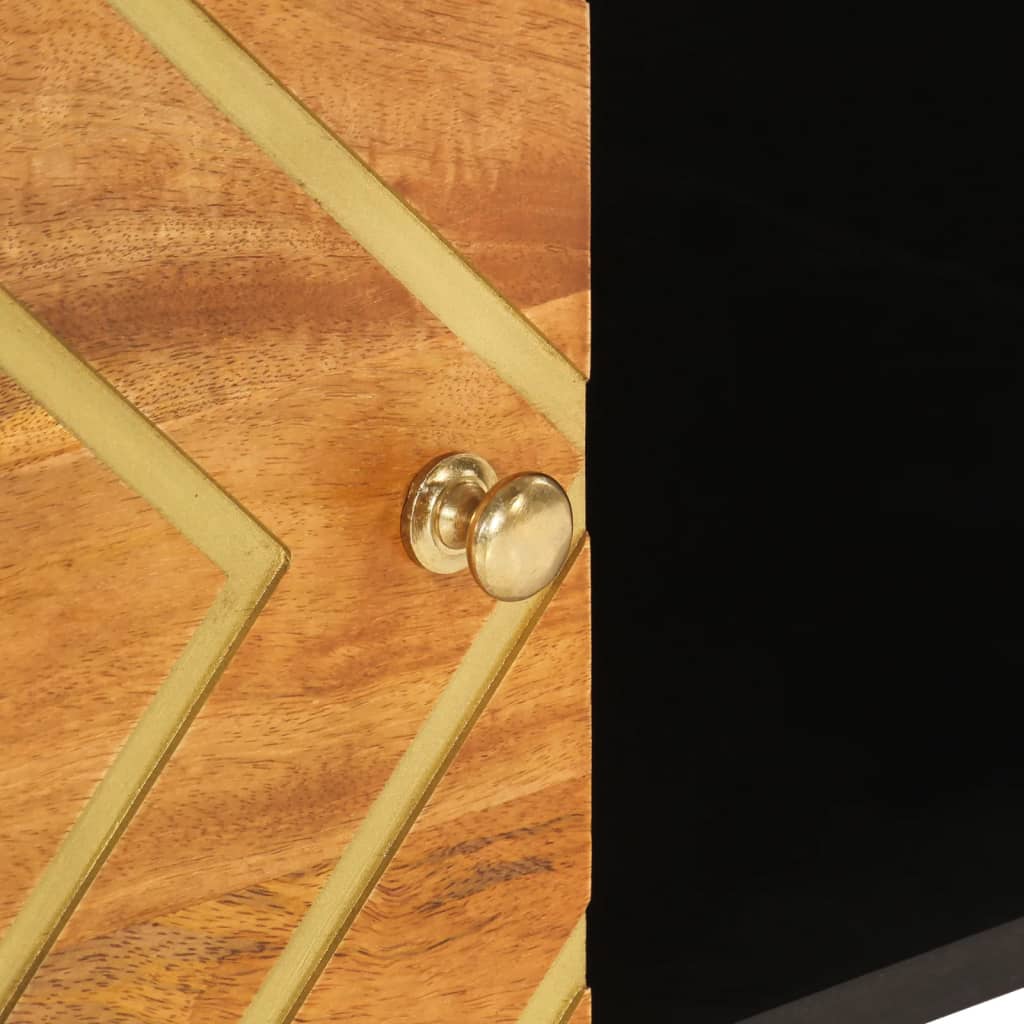 Mesa De Centro Madera Maciza De Mango Negro Marrón 80X50X40 Cm