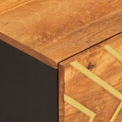 Mesa De Centro Madera Maciza De Mango Negro Marrón 100X54X40 Cm