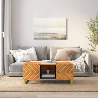 Mesa De Centro Madera Maciza De Mango Negro Marrón 100X54X40 Cm