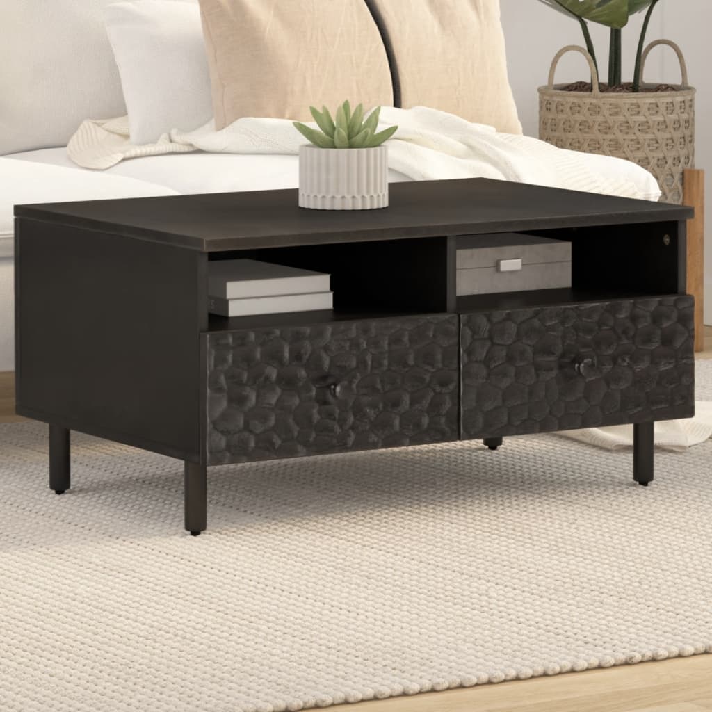 Mesa De Centro De Madera Maciza Mango 80X54X40 Cm