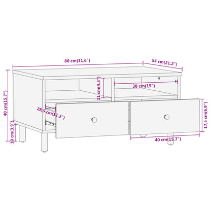 Mesa De Centro De Madera Maciza Mango 80X54X40 Cm
