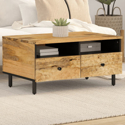 Mesa De Centro De Madera Maciza Mango 80X54X40 Cm