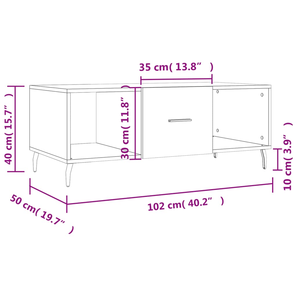 Mesa De Centro Madera Contrachapada 102X50X40 Cm