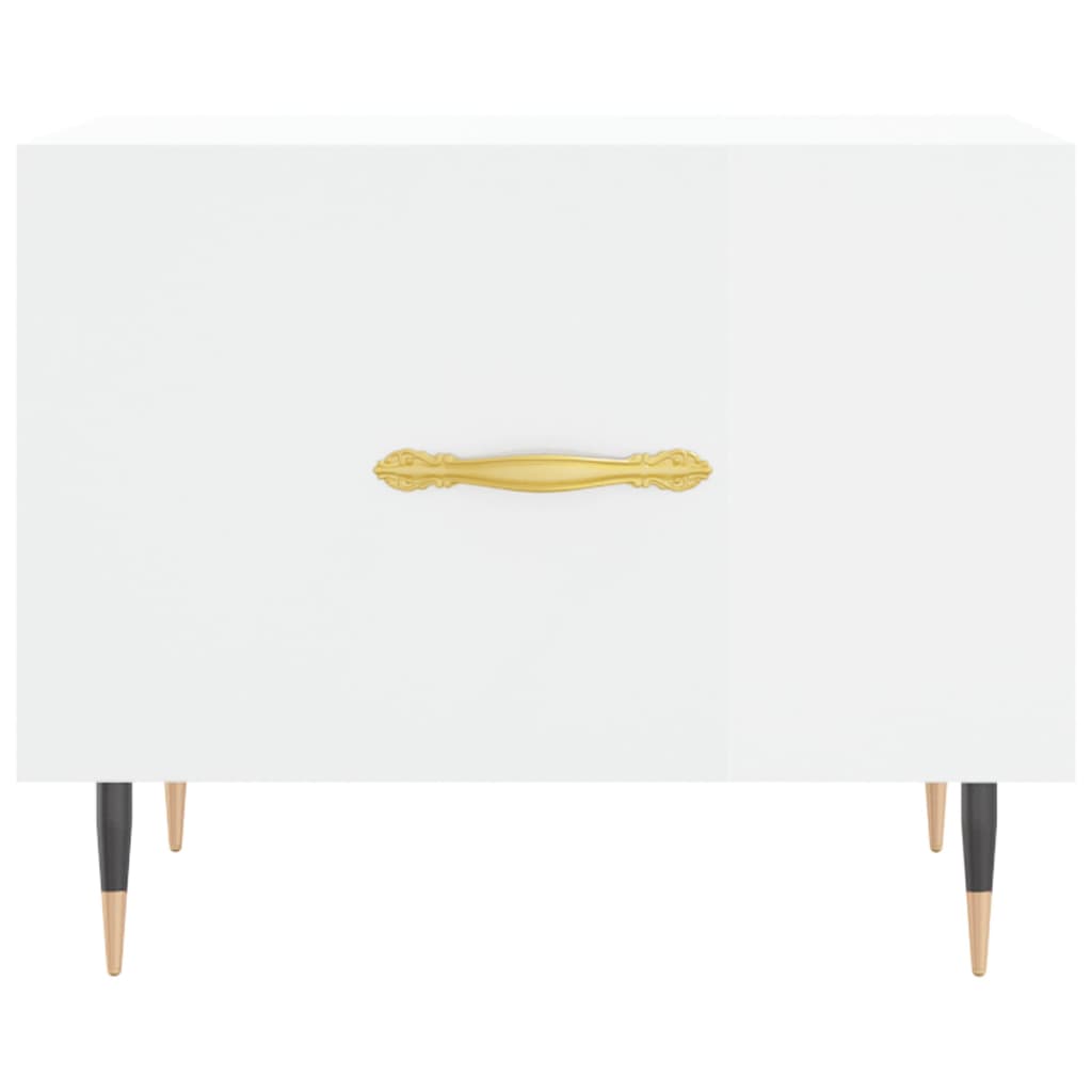 Mesa De Centro Madera De Ingeniería Brillo Blanco 50X50X40 Cm