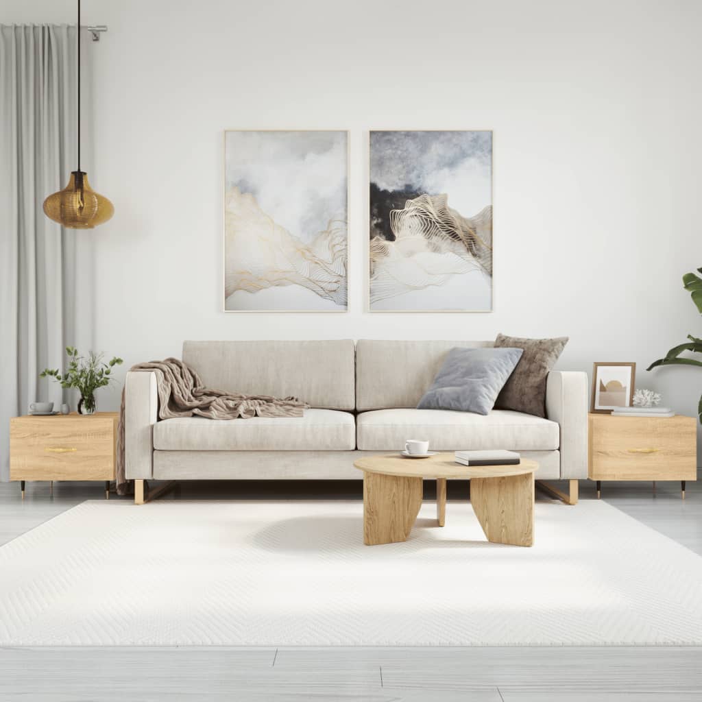 Mesa De Centro Madera De Ingeniería Brillo Blanco 50X50X40 Cm