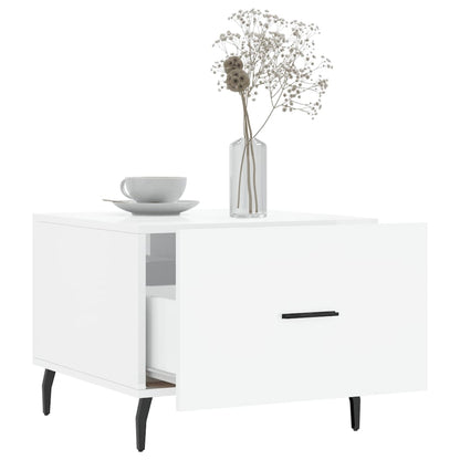 Mesa De Centro Madera De Ingeniería Brillo Blanco 50X50X40 Cm