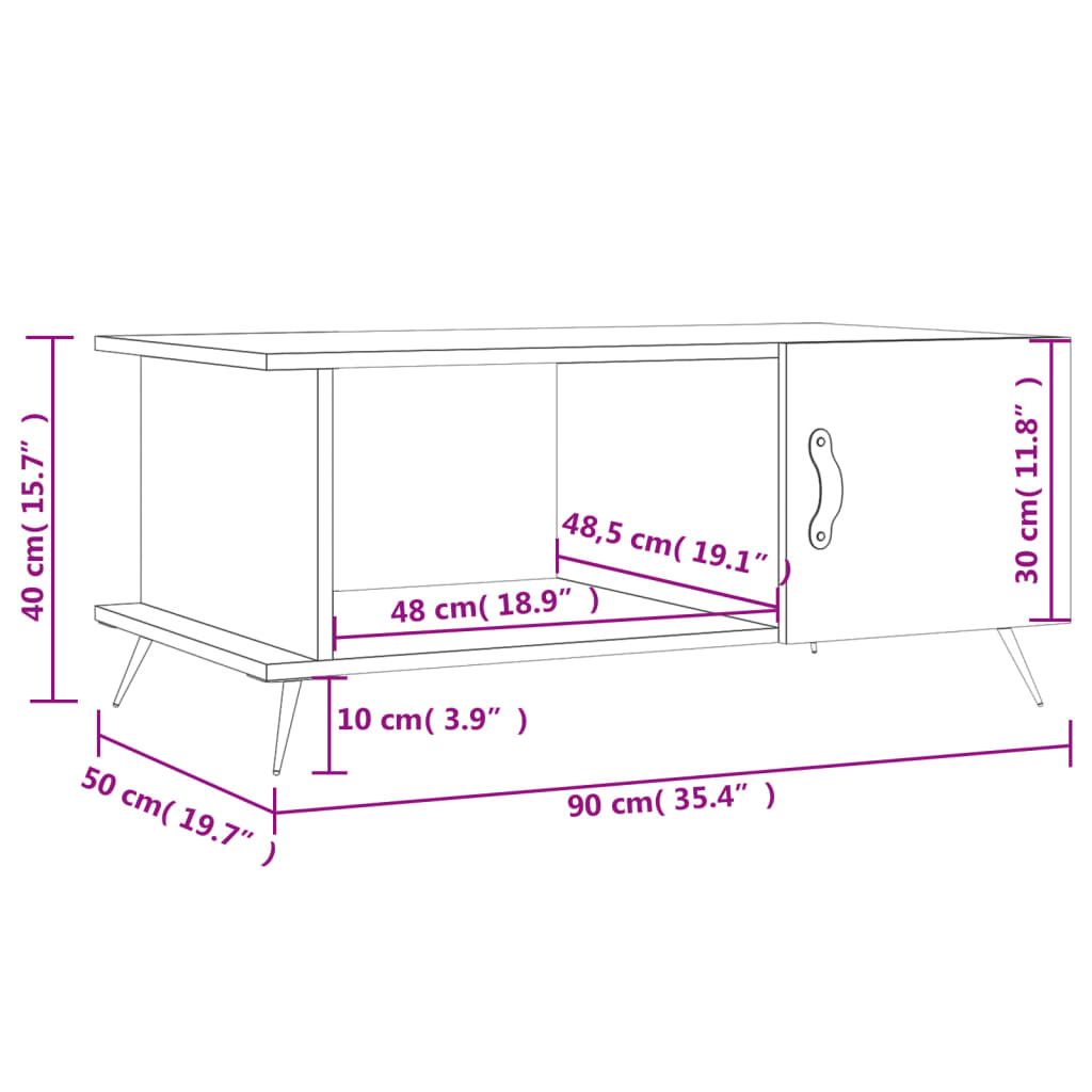Mesa De Centro Madera Contrachapada 90X50X40 Cm
