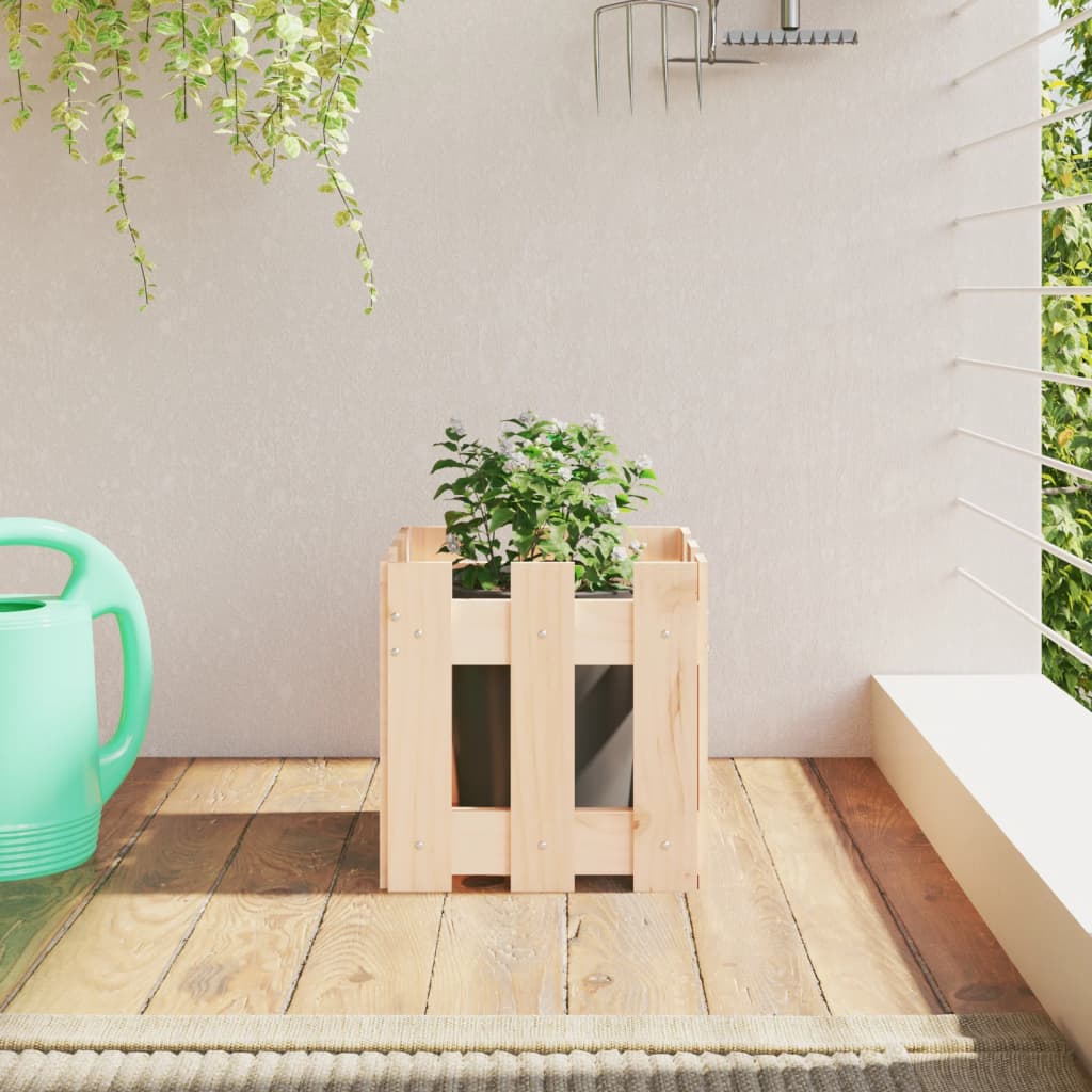 Arriate Elevado Jardín Con Valla Madera Maciza Pino 150X30X30Cm