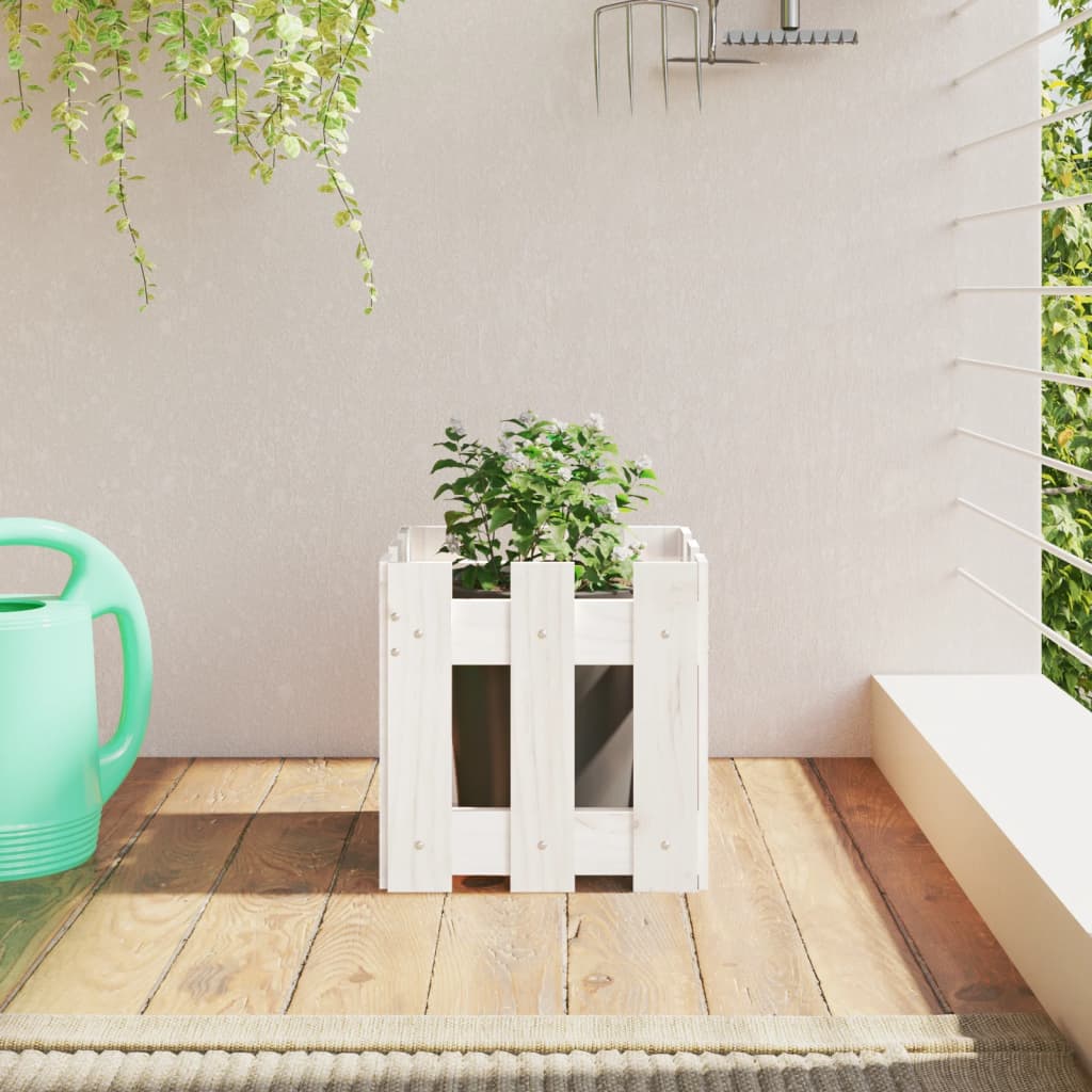 Arriate Elevado Jardín Con Valla Madera Maciza Pino 150X30X30Cm