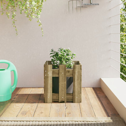 Arriate Elevado Jardín Con Valla Madera Maciza Pino 150X30X30Cm