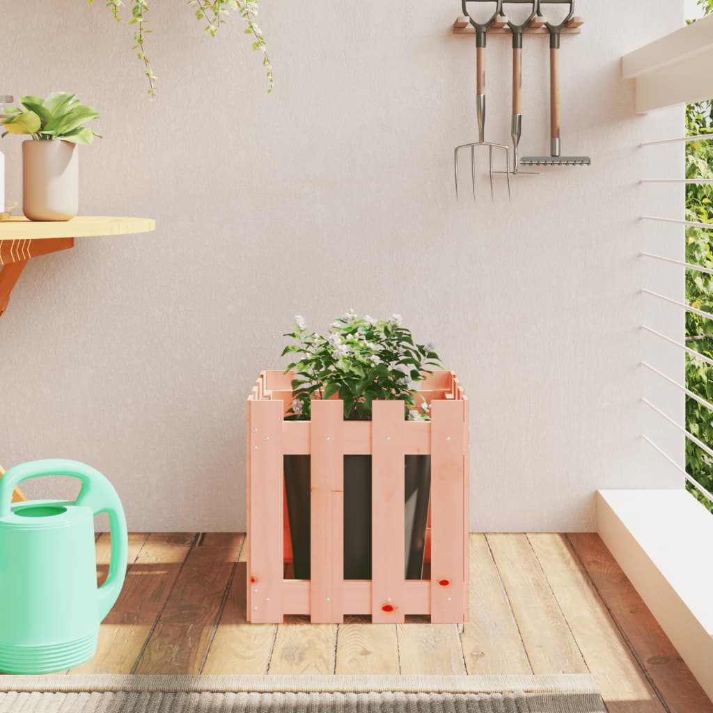 Arriate Elevado Jardín Con Valla Madera Maciza Pino 150X30X30Cm