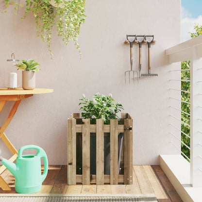 Arriate Elevado Jardín Con Valla Madera Maciza Pino 150X30X30Cm
