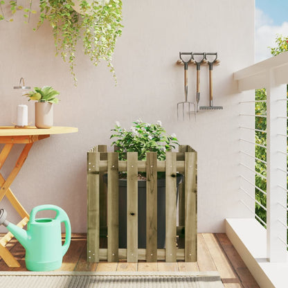 Arriate Elevado Jardín Con Valla Madera Maciza Pino 150X30X30Cm