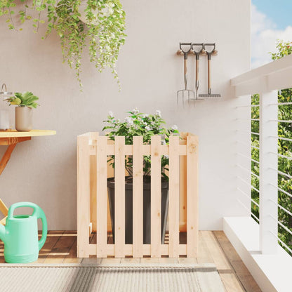Arriate Elevado Jardín Con Valla Madera Maciza Pino 150X30X30Cm
