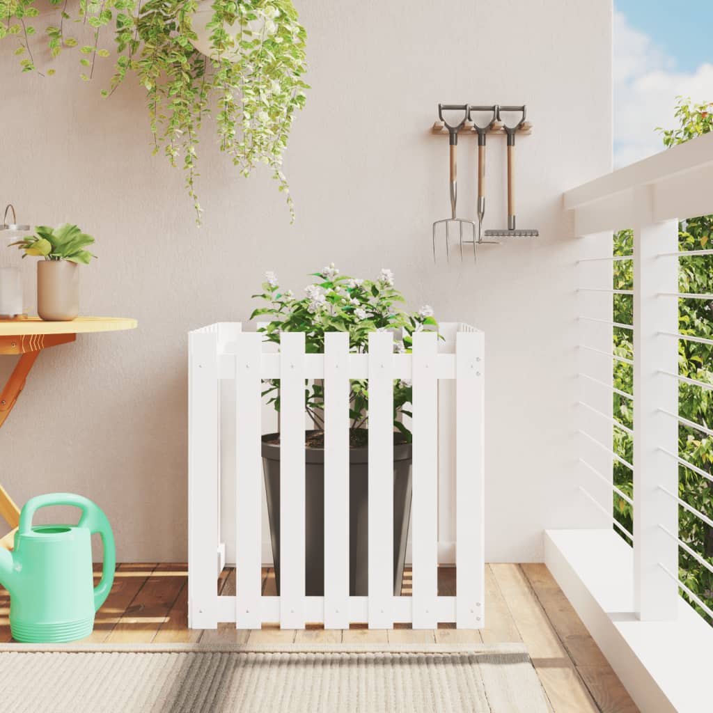 Arriate Elevado Jardín Con Valla Madera Maciza Pino 150X30X30Cm