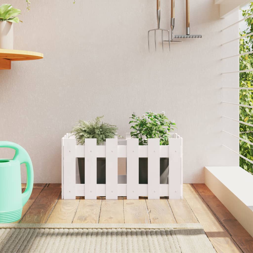 Arriate Elevado Jardín Con Valla Madera Maciza Pino 150X30X30Cm