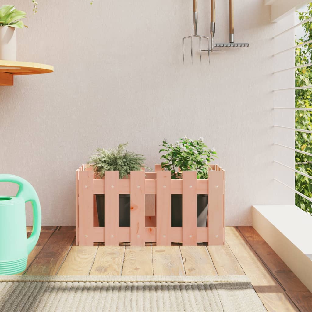 Arriate Elevado Jardín Con Valla Madera Maciza Pino 150X30X30Cm
