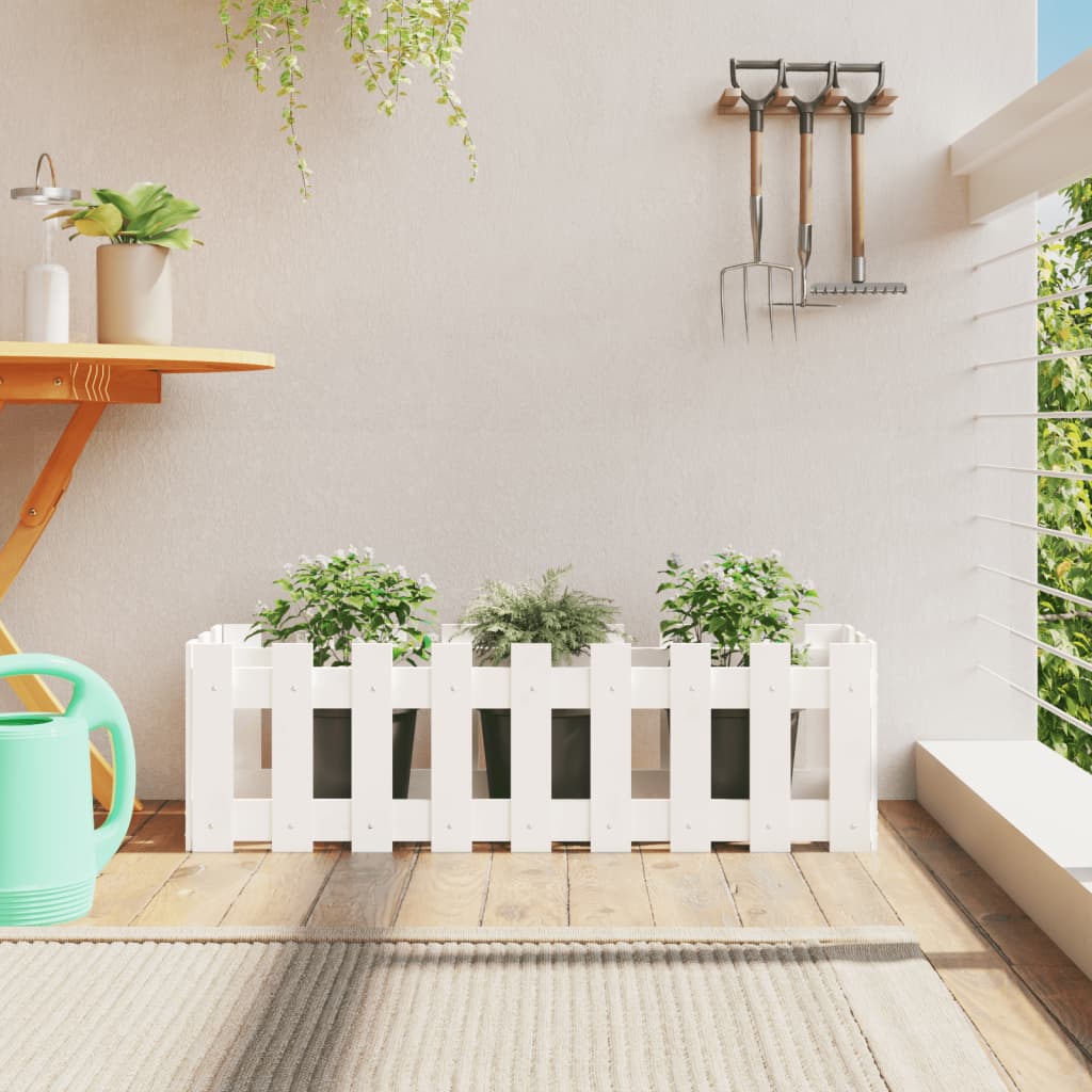 Arriate Elevado Jardín Con Valla Madera Maciza Pino 150X30X30Cm