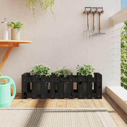 Arriate Elevado Jardín Con Valla Madera Maciza Pino 150X30X30Cm