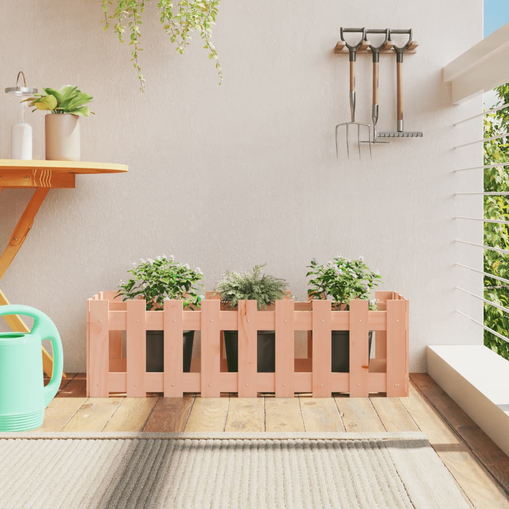 Arriate Elevado Jardín Con Valla Madera Maciza Pino 150X30X30Cm