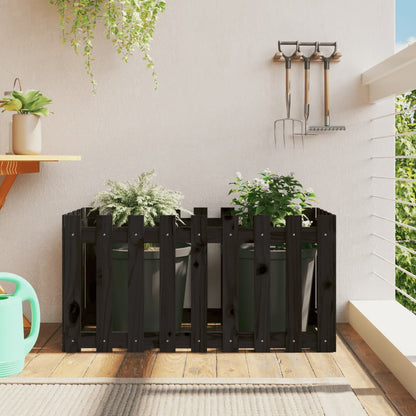 Arriate Elevado Jardín Con Valla Madera Maciza Pino 150X30X30Cm