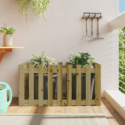 Arriate Elevado Jardín Con Valla Madera Maciza Pino 150X30X30Cm