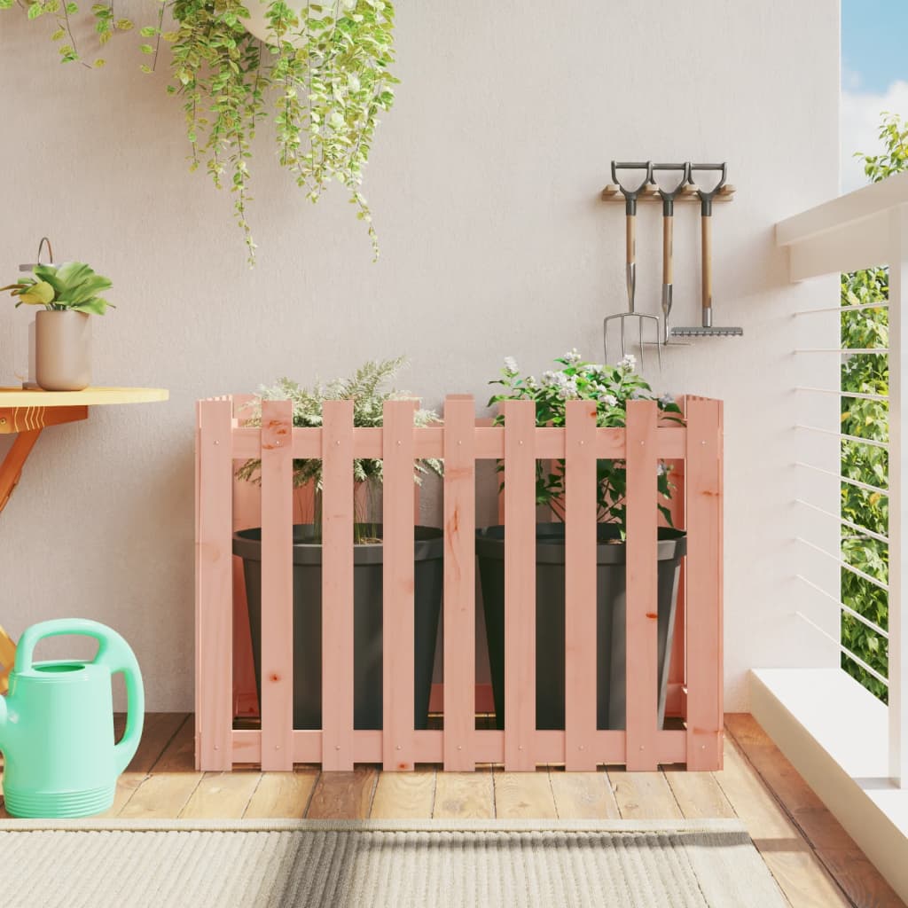 Arriate Elevado Jardín Con Valla Madera Maciza Pino 150X30X30Cm
