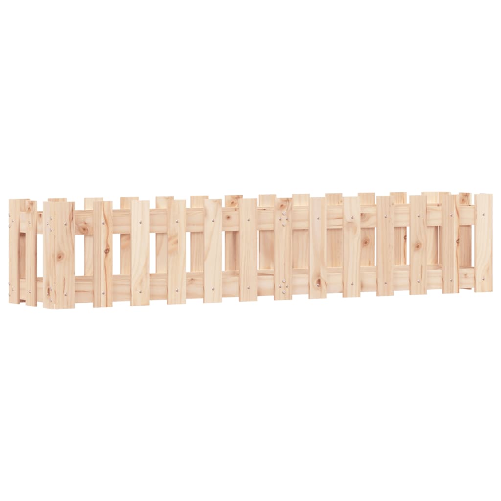 Arriate Elevado Jardín Con Valla Madera Maciza Pino 150X30X30Cm