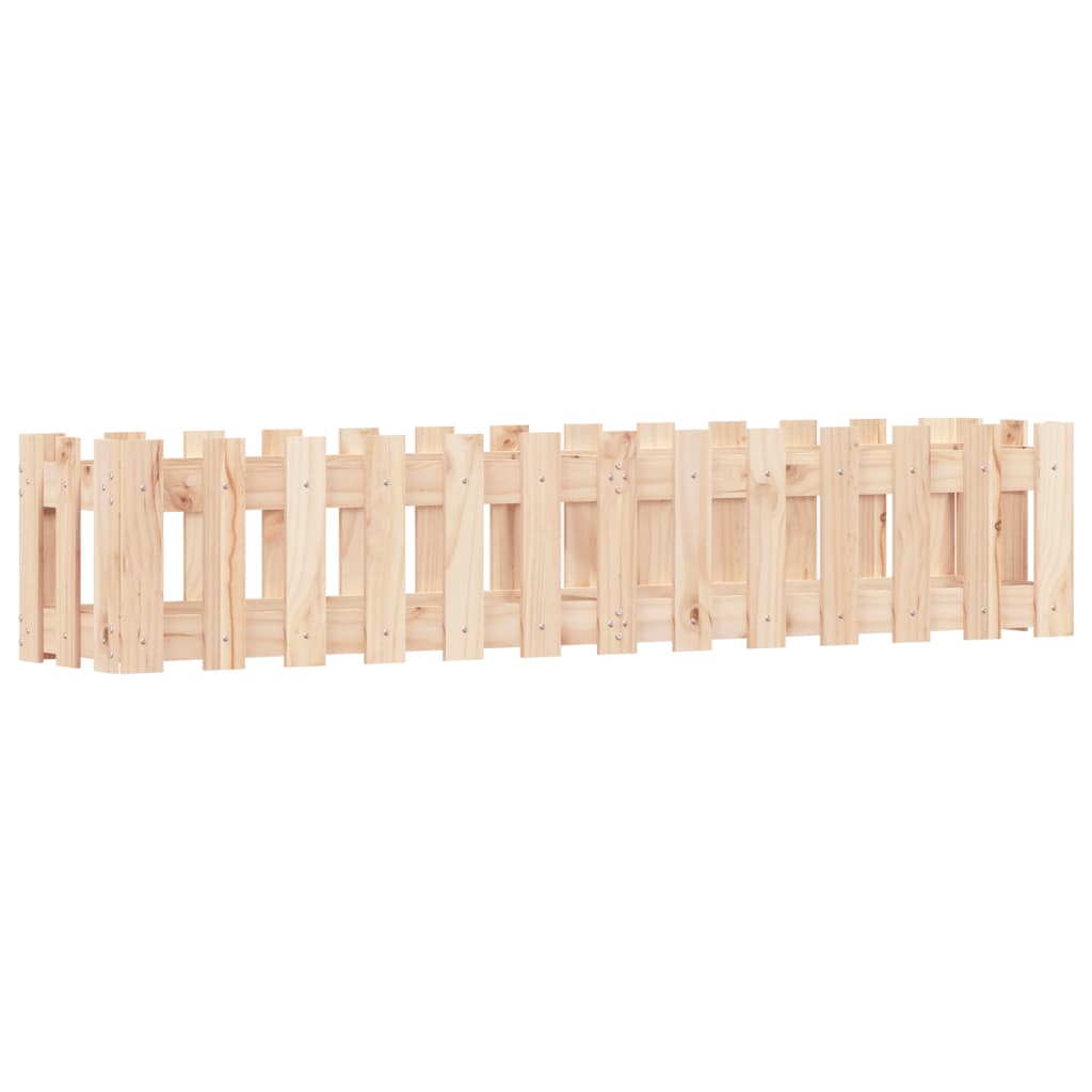 Arriate Elevado Jardín Con Valla Madera Maciza Pino 150X30X30Cm