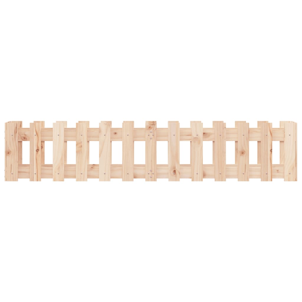 Arriate Elevado Jardín Con Valla Madera Maciza Pino 150X30X30Cm