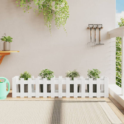 Arriate Elevado Jardín Con Valla Madera Maciza Pino 150X30X30Cm
