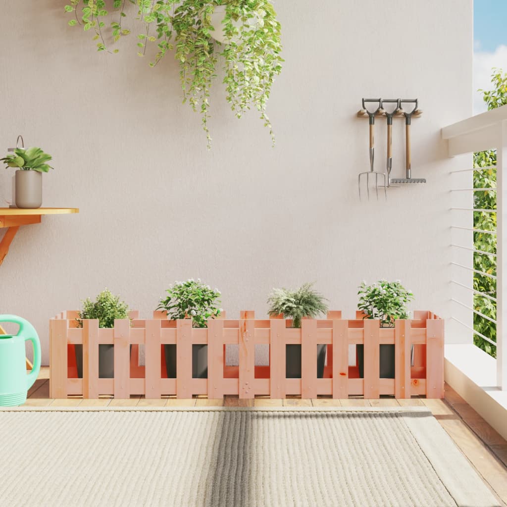 Arriate Elevado Jardín Con Valla Madera Maciza Pino 150X30X30Cm