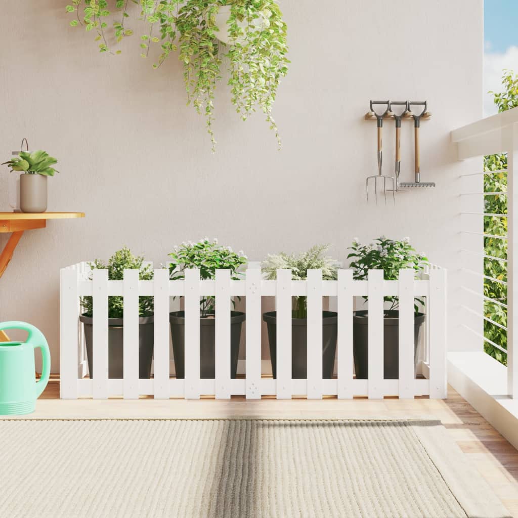 Arriate Elevado Jardín Con Valla Madera Maciza Pino 150X30X30Cm