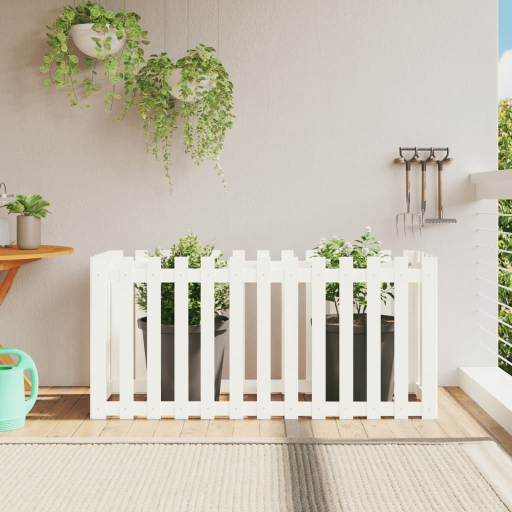 Arriate Elevado Jardín Con Valla Madera Maciza Pino 150X30X30Cm