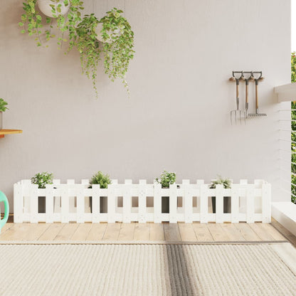 Arriate Elevado Jardín Con Valla Madera Maciza Pino 150X30X30Cm
