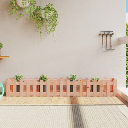 Arriate Elevado Jardín Con Valla Madera Maciza Pino 150X30X30Cm