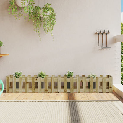 Arriate Elevado Jardín Con Valla Madera Maciza Pino 150X30X30Cm