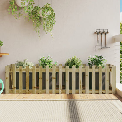 Arriate Elevado Jardín Con Valla Madera Maciza Pino 150X30X30Cm
