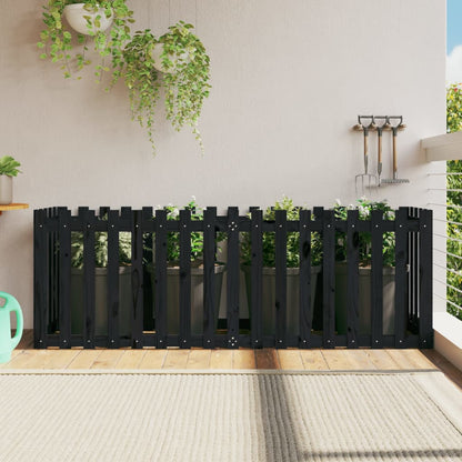 Arriate Elevado Jardín Con Valla Madera Maciza Pino 150X30X30Cm